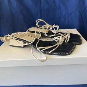 Topshop Black and Cream Strappy Heels